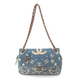 10.700 onsite ! Chanel Paris Dallas Blue Medium flap Bag